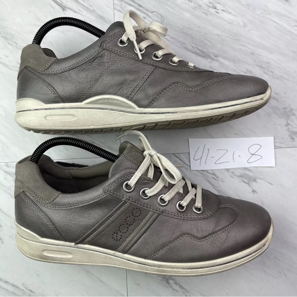 -Ecco Womens Lace Up Low Top Gray Sneaker Shoes 41/10.5-11